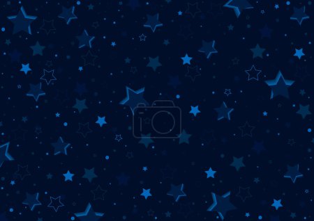 Illustration for Blue Starry Pattern with Three-dimensional Shadow Effect - Colored Abstract Background as Illustration, Vector - Royalty Free Image