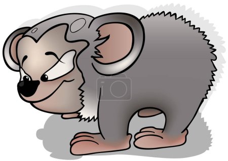 Téléchargez les illustrations : Ours Koala mignon gris de vue latérale Illustration de bande dessinée colorée isolé sur fond blanc, vecteur - en licence libre de droit