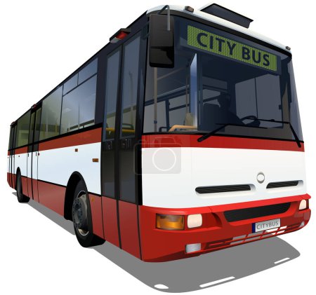 Ilustración de Autobús urbano legendario de Europa Central - Ilustración de colores aislada sobre fondo blanco, vector - Imagen libre de derechos