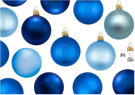Téléchargez les illustrations : Un ensemble de boules de Noël bleues comme un ensemble pour designers et illustrateurs - Illustrations colorées sans motif, vectoriel - en licence libre de droit