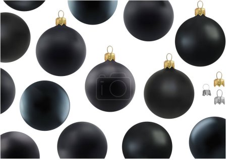 Illustration for A Set of Black Christmas Balls as a Set for Designers and Illustrators - Colored Illustrations without Motif, Vector - Royalty Free Image