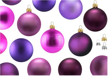 Téléchargez les illustrations : Un ensemble de boules de Noël violettes comme un ensemble pour designers et illustrateurs - Illustrations colorées sans motif, vectoriel - en licence libre de droit