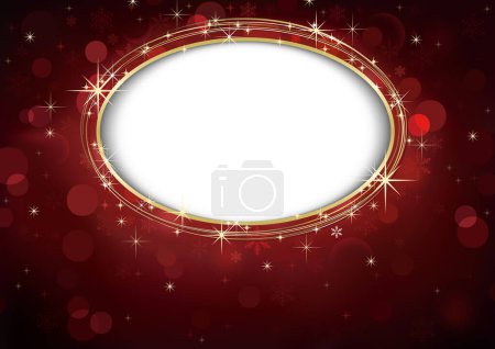 Illustration for Red Defocused Christmas Background with Snowflakes and Oval Shape with Sparkling Effect - Colorful Abstract Illustration, Vector - Royalty Free Image