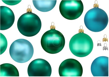 Téléchargez les illustrations : Un ensemble de boules de Noël turquoise comme un ensemble pour designers et illustrateurs - Illustrations colorées sans motif, vectoriel - en licence libre de droit