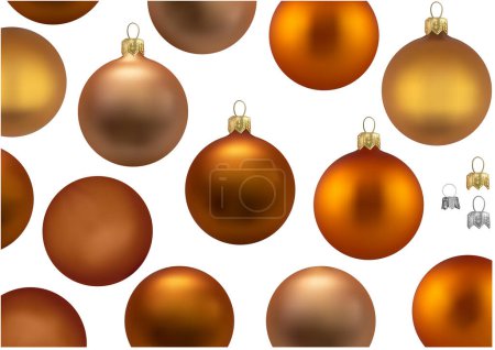 Téléchargez les illustrations : Un ensemble de boules de Noël bronzées comme un ensemble pour designers et illustrateurs - Illustrations colorées sans motif, vectoriel - en licence libre de droit