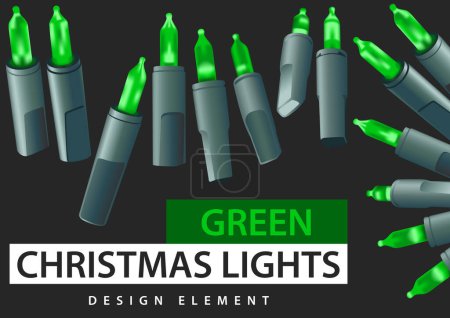Illustration for Set of Green Christmas LED Lights - Design Elements in Various Positions for Graphic Designers and Illustrators, Vector - Royalty Free Image