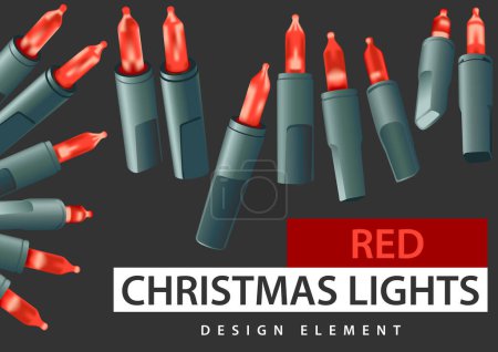 Illustration for Set of Red Christmas LED Lights - Design Elements in Various Positions for Graphic Designers and Illustrators, Vector - Royalty Free Image