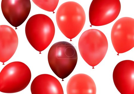 Illustration for Set of Red Party Balloons in Different Positions and Views - Colored Illustration for Your Graphic Designs, Vector - Royalty Free Image