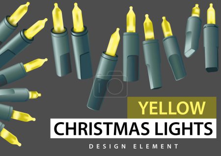 Illustration for Set of Yellow Christmas LED Lights - Design Elements in Various Positions for Graphic Designers and Illustrators, Vector - Royalty Free Image