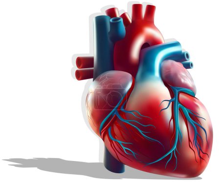 Illustration for Color Illustration of the Human Heart - Detailed Illustration Isolated on White Background, Vector - Royalty Free Image