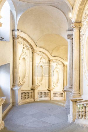 Photo for Turin, Italy - Circa January 2022: luxury marble staircase. Antique architecture interior design - Royalty Free Image