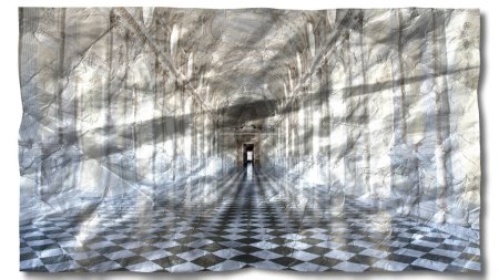 Photo for Creative picture of Reggia di Venaria Reale gallery - Italy. Luxury marbles in baroque Royal Palace - Royalty Free Image