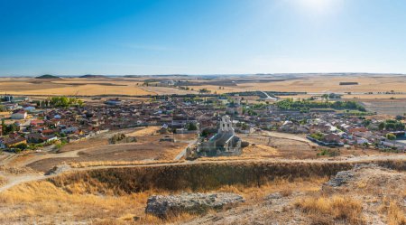 Photo for Panorama view of the small village of Mota del Marques in Valladolid province, as seen from the ruins of its castle. - Royalty Free Image