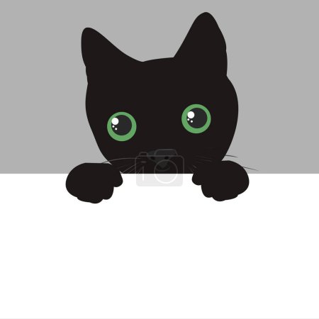 Téléchargez les illustrations : Mignon noir chat visage espion sur vous - en licence libre de droit