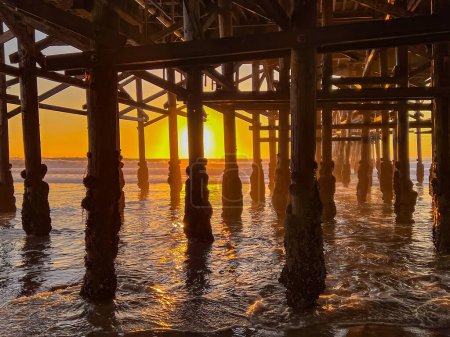 Photo for Sunset under a san diego pier - Royalty Free Image