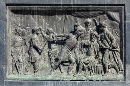 Krusevac centro de la ciudad. Monumento a los Héroes de Kosovo en el centro de Krusevac (Batalla de Kosovo 1389). Serbia