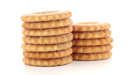 Photo for Rings biscuits pile isolated on a white background. - Royalty Free Image