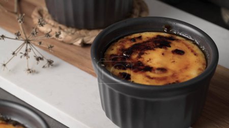 Crme brule with a caramelized top, a sweet delight.