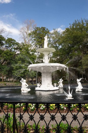 Photo for Forsyth Park in the historic district of Savannah Georgia with fountain in view - Royalty Free Image