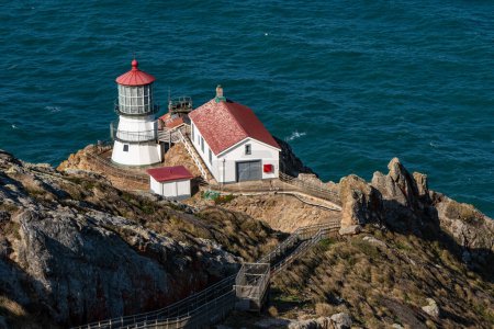 Photo for View of Point Reyes Lighthouse along Point Reyes National Shore, California on a sunny day - Royalty Free Image