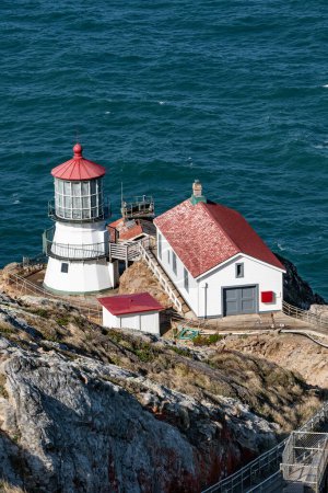 Photo for View of Point Reyes Lighthouse along Point Reyes National Shore, California on a sunny day - Royalty Free Image