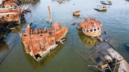 Foto de Barcos abandonados del cementerio de remolcadores, Arthur Kill Staten Island, Nueva York - Imagen libre de derechos