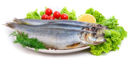 Photo for Salted herring with red tomato and parsley - Royalty Free Image