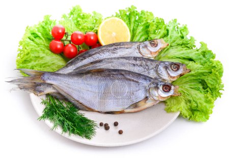 Téléchargez les photos : Groupe de poissons séchés à plat. Fruits de mer - en image libre de droit