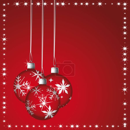 Illustration for Red and silver christmas greeting card. Empty template. Vector illustration. - Royalty Free Image