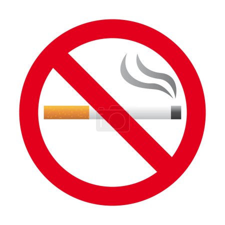 Illustration for Stop smoking  quit smoking sign symbol. Real cigarette. Red vector illustration icon. - Royalty Free Image
