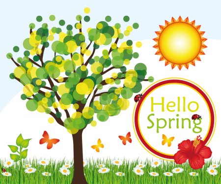 Foto de ¡Hola primavera! Ilustración colorida vector floral. - Imagen libre de derechos