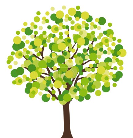 Téléchargez les illustrations : Un arbre vert. Collection printanière. Illustration vectorielle dessinée main. - en licence libre de droit