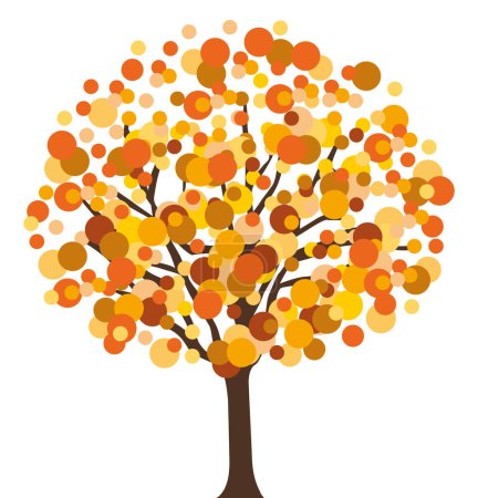 Foto de Árbol de tonos naranja y marrón. Colección de otoño. Ilustración vectorial dibujada a mano II. - Imagen libre de derechos