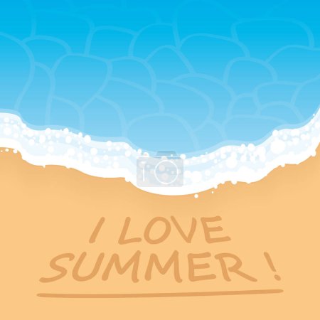 Foto de Me encanta el verano. Playa de verano. Fondo de vacaciones. Vector ilustración dibujada a mano. - Imagen libre de derechos