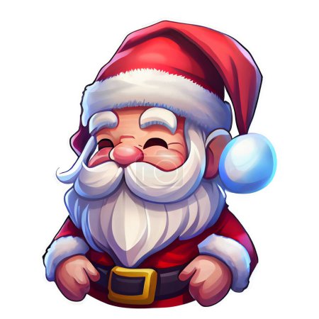 Santa Claus Sticker Christmas Winter Illustration on White Background