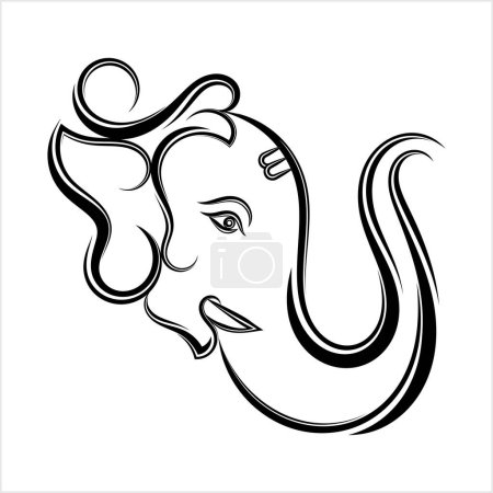Illustration for Ganesha The Lord Of Wisdom Calligraphic Style Vector Art Illustration - Royalty Free Image