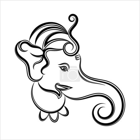 Ilustración de Ganesha El Señor de la Sabiduría Caligrafía Estilo Vector Arte Ilustración - Imagen libre de derechos