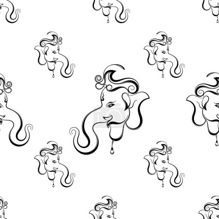 Illustration for Ganesha The Lord Of Wisdom Seamless Pattern Vector Art Illustration - Royalty Free Image