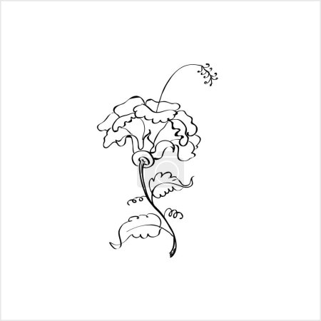 Téléchargez les illustrations : Croquis de stylo d'encre de fleur d'hibiscus, illustration d'art vectoriel ornemental - en licence libre de droit