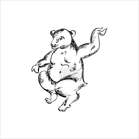 Illustration for Bear Ink Sketch, Wild Animal Hand Drawn Bear Ink Sketch Vector Art Illustration - Royalty Free Image