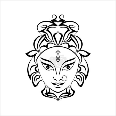 Téléchargez les illustrations : Durga Déesse Calligraphique Du Pouvoir, Divine Mère De L'Univers Illustration D'art Vectoriel - en licence libre de droit