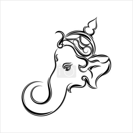 Téléchargez les illustrations : Ganesha Le Seigneur de la Sagesse Style calligraphique Illustration d'art vectoriel - en licence libre de droit
