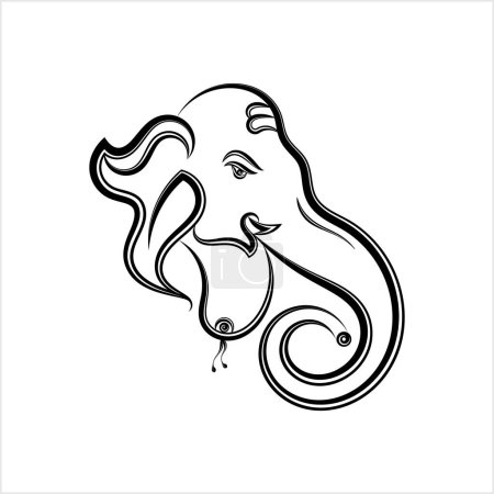 Illustration for Ganesha The Lord Of Wisdom Calligraphic Style Vector Art Illustration - Royalty Free Image