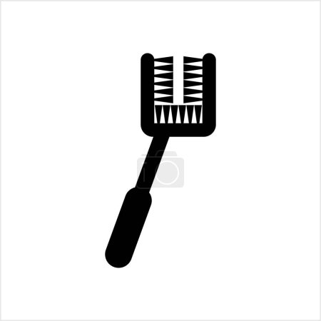 Téléchargez les illustrations : Icône de brosse de nettoyage de chaîne, illustration vectorielle d'art de brosse de gommage de graisse de chaîne - en licence libre de droit