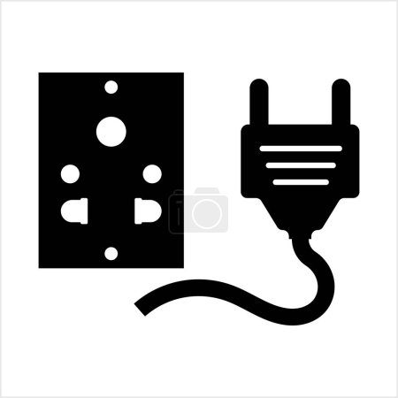 Illustration for Electrical Outlet Plug Icon, Power Outlet And Plug Icon Vector Art Illustration - Royalty Free Image