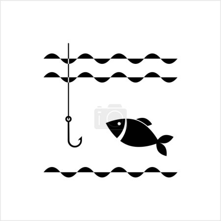Téléchargez les illustrations : Icône de pêche, Illustration d'art vectoriel d'activité de pêche - en licence libre de droit