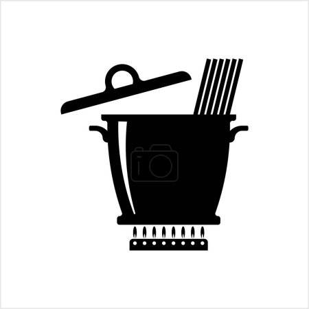 Illustration for Pasta In Cooking Pot Icon, Pasta Cooking Icon Vector Art Illustration - Royalty Free Image