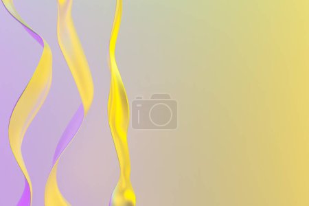 A blurred swirl of yellow and purple colors, creating a dynamic and vibrant visual effect. 3d rendering