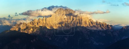 Mount Civetta, evening sunset panoramic view of mount Civetta, South Tyrol, dolomites mountains, Italy
