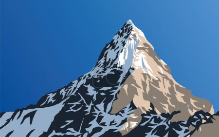 Ilustración de Ilustración de vectores de montaña, montañas del Himalaya, hermoso pico, monte Everest - Imagen libre de derechos